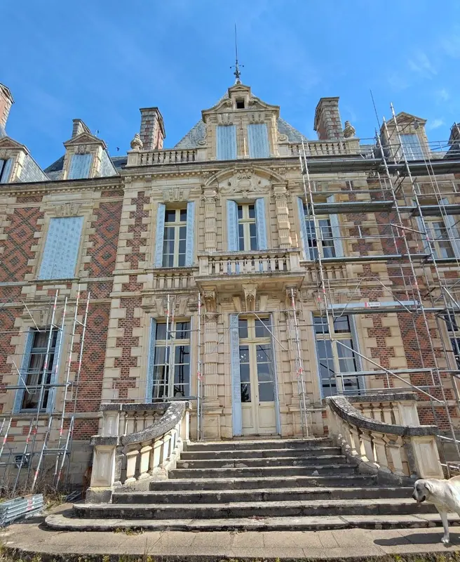 The grand external staircase during restoration